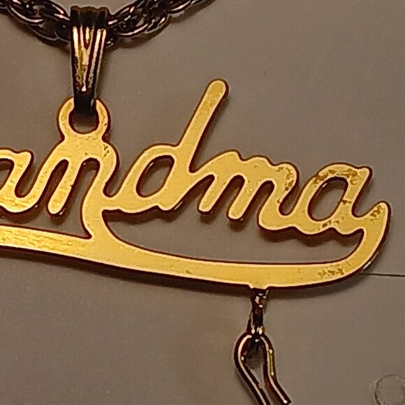 'Grandma' gold tone fashion removable birthstone charm necklace w/ 7 charms - Picture 8 of 8